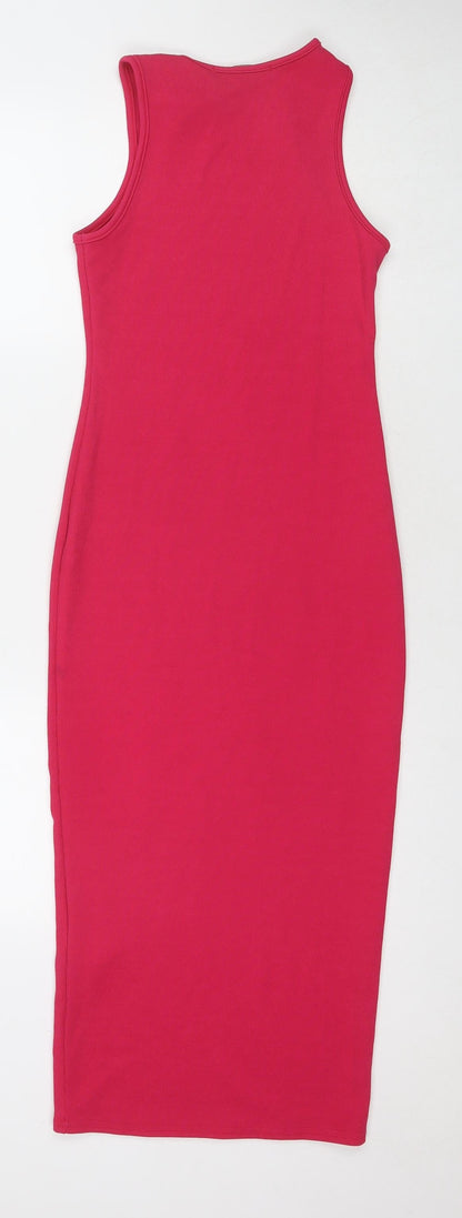 I SAW IT FIRST Womens Pink Polyester Bodycon Size 6 Round Neck Pullover