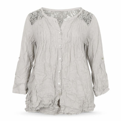 Womens UK Size L Made in Italy Grey Basic Button-Up