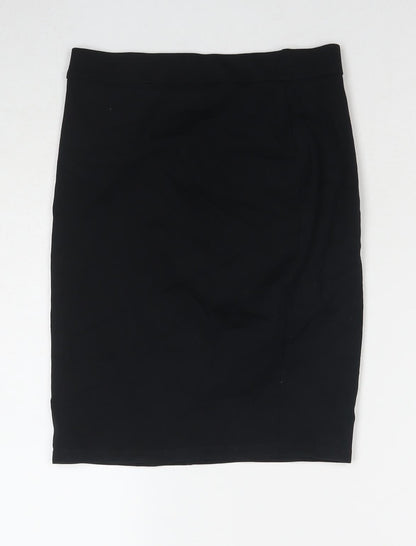 Marks and Spencer Girls Black Viscose Bandage Skirt Size 12-13 Years Regular Pull On