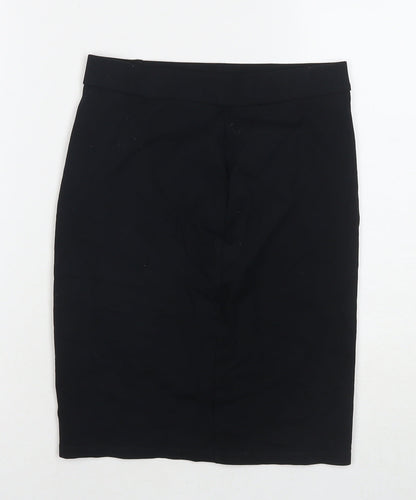 Marks and Spencer Girls Black Viscose Bandage Skirt Size 12-13 Years Regular Pull On