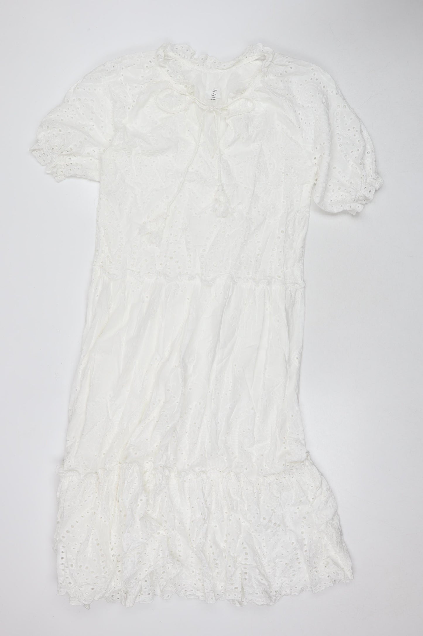 Drole De Copine Womens White Cotton A-Line Size S Round Neck Pullover - Size S/M
