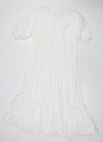 Drole De Copine Womens White Cotton A-Line Size S Round Neck Pullover - Size S/M