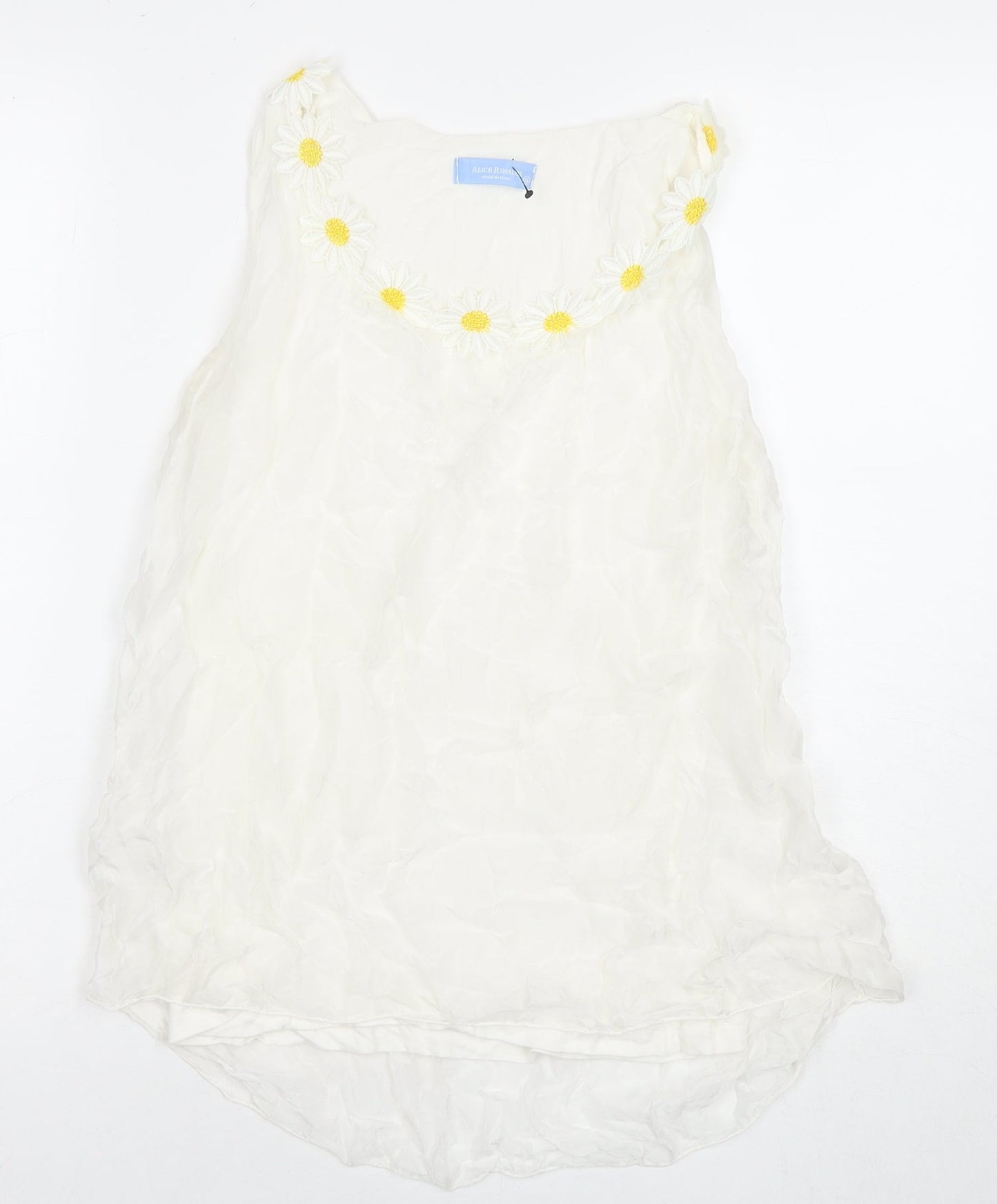Alice Rinaldi Womens White Polyester Basic Tank Size S Round Neck