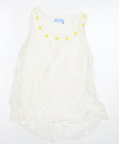 Alice Rinaldi Womens White Polyester Basic Tank Size S Round Neck