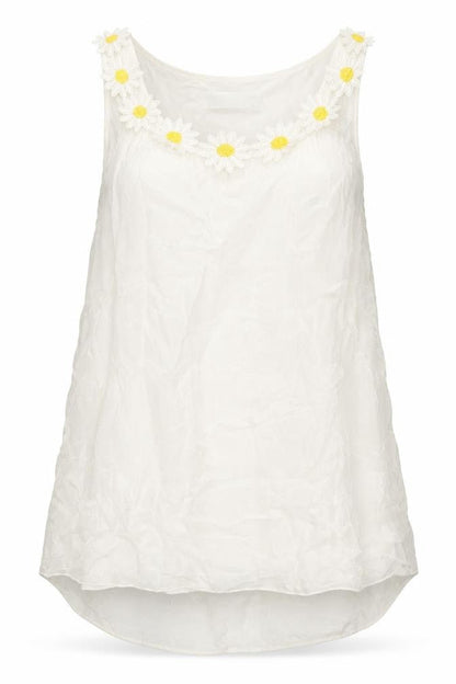 Alice Rinaldi Womens White Polyester Basic Tank Size S Round Neck