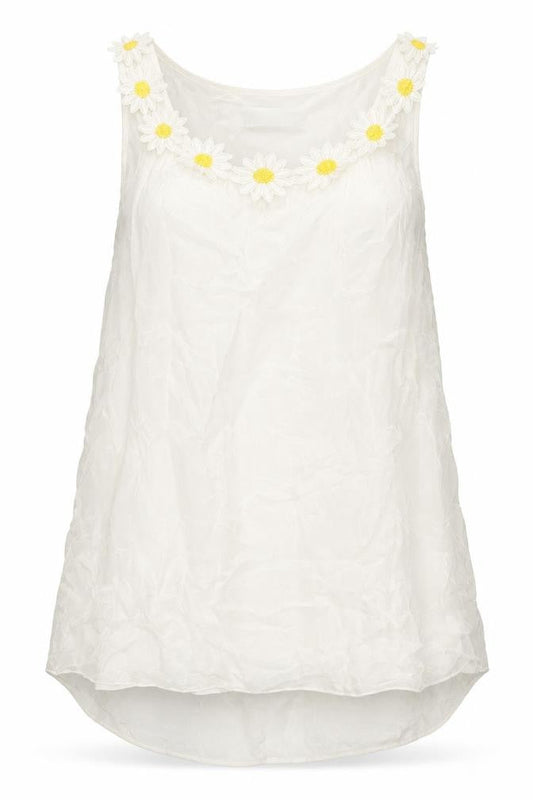 Alice Rinaldi Womens White Polyester Basic Tank Size S Round Neck