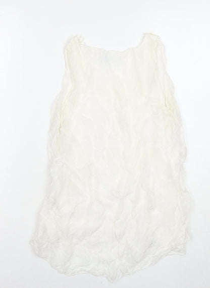 Alice Rinaldi Womens White Polyester Basic Tank Size S Round Neck