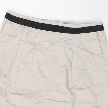 Cyrillus Womens Beige Cotton A-Line Skirt Size 10 Zip