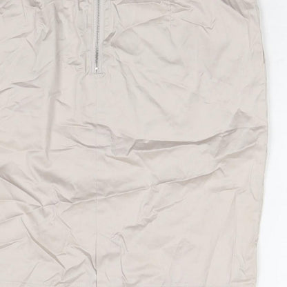 Cyrillus Womens Beige Cotton A-Line Skirt Size 10 Zip