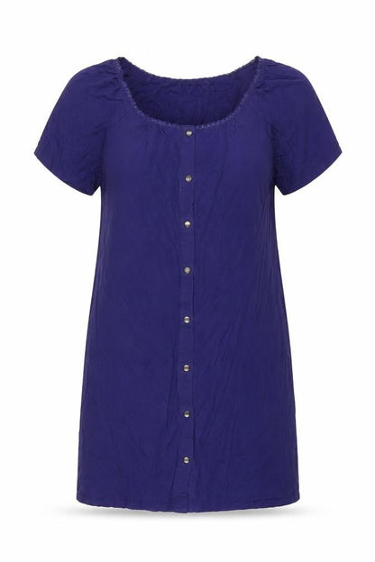 Seraphine Womens Blue Viscose Shirt Dress Size M Round Neck Snap