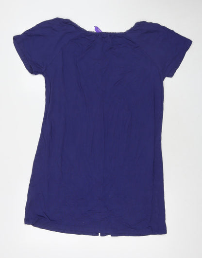 Seraphine Womens Blue Viscose Shirt Dress Size M Round Neck Snap