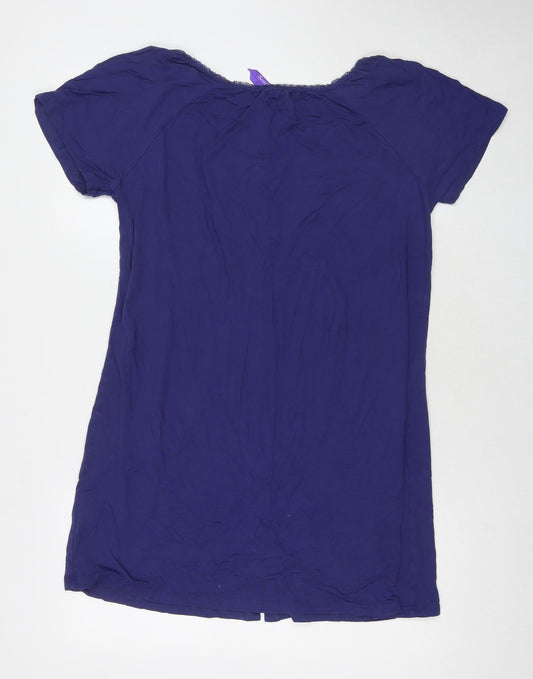 Seraphine Womens Blue Viscose Shirt Dress Size M Round Neck Snap
