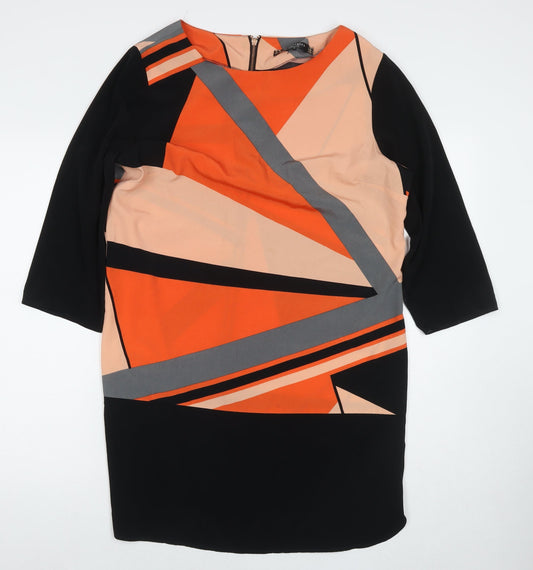 Principles Womens Multicoloured Colourblock Polyester A-Line Size 16 Round Neck Zip