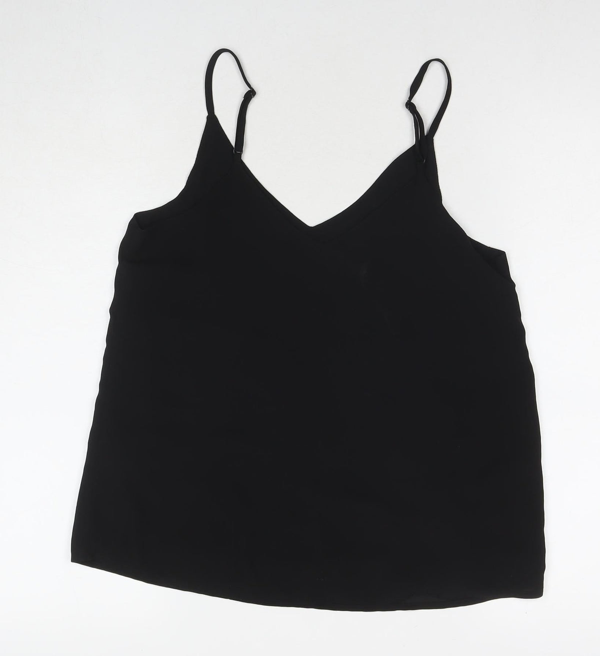Additional front view of Cotton:On women’s black polyester basic tank, size XS, round neck
