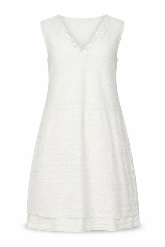 Front view of Red Herring women’s white polyester a-line, size UK 14, v-neck pullover