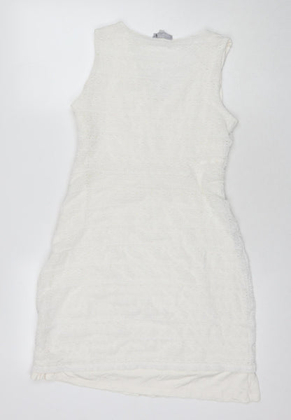 Red Herring Womens White Polyester A-Line Size 14 V-Neck Pullover