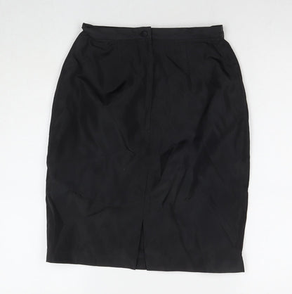 BHS Womens Black Polyester A-Line Skirt Size 12 Zip