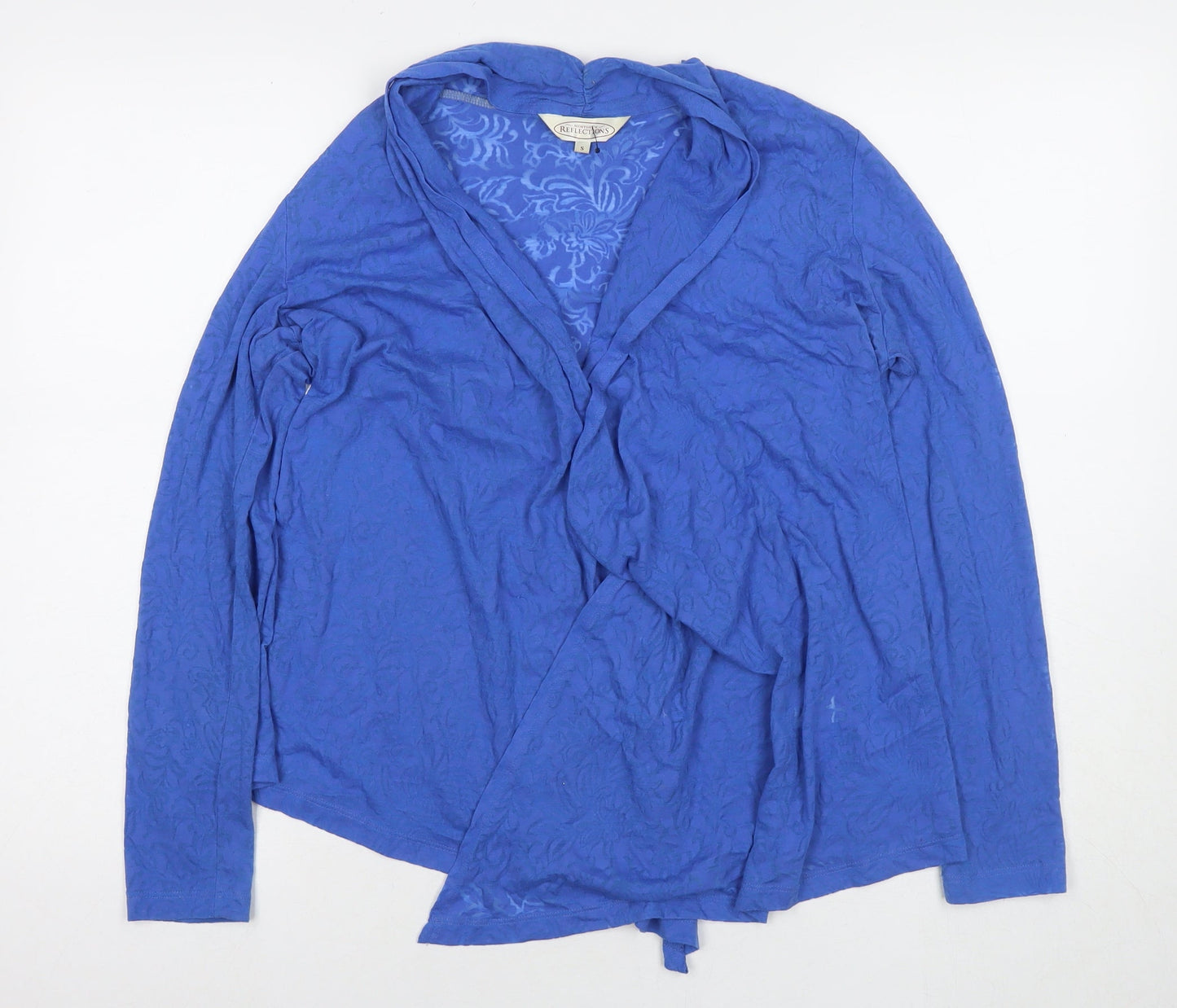 Northern Reflections Womens Blue Floral Cotton Kimono T-Shirt Size S V-Neck