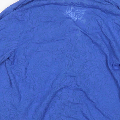Northern Reflections Womens Blue Floral Cotton Kimono T-Shirt Size S V-Neck