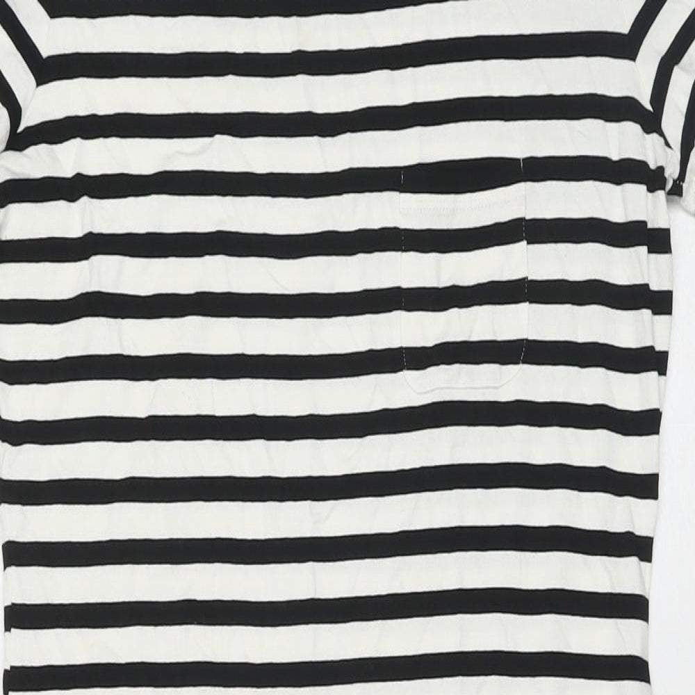 Marks and Spencer Womens White Striped Viscose Bodycon Size 10 Round Neck Pullover