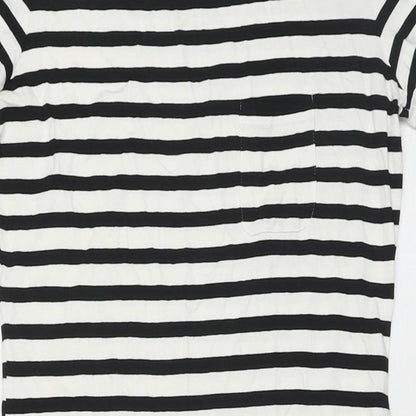 Marks and Spencer Womens White Striped Viscose Bodycon Size 10 Round Neck Pullover