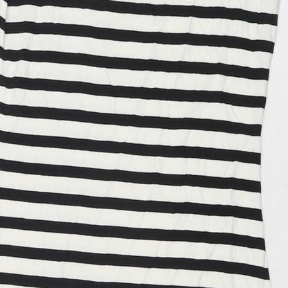 Marks and Spencer Womens White Striped Viscose Bodycon Size 10 Round Neck Pullover