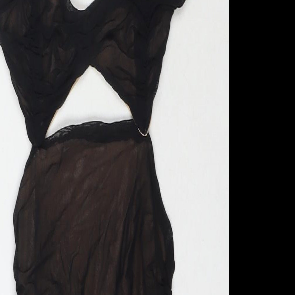 Miss Moda Womens Black Polyester Bodycon Size 6 Sweetheart Zip