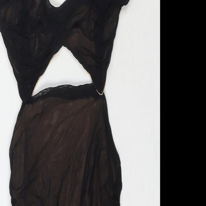 Miss Moda Womens Black Polyester Bodycon Size 6 Sweetheart Zip