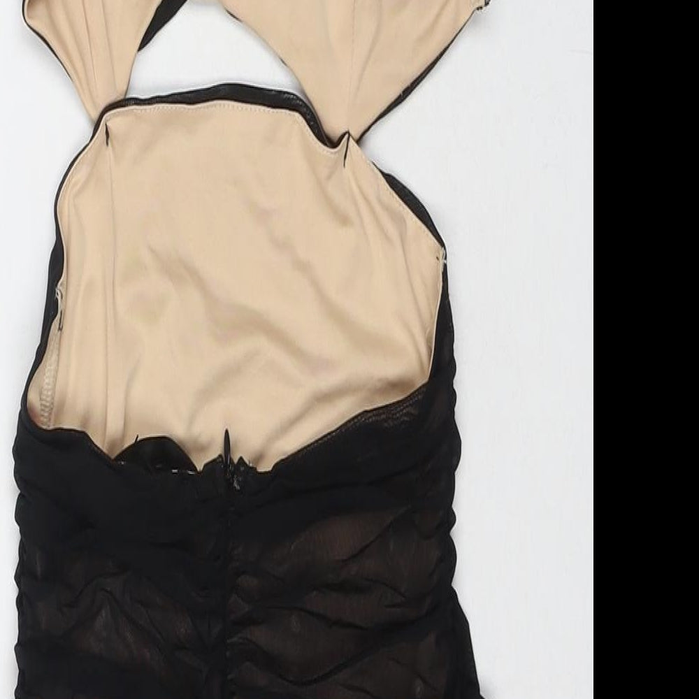 Miss Moda Womens Black Polyester Bodycon Size 6 Sweetheart Zip