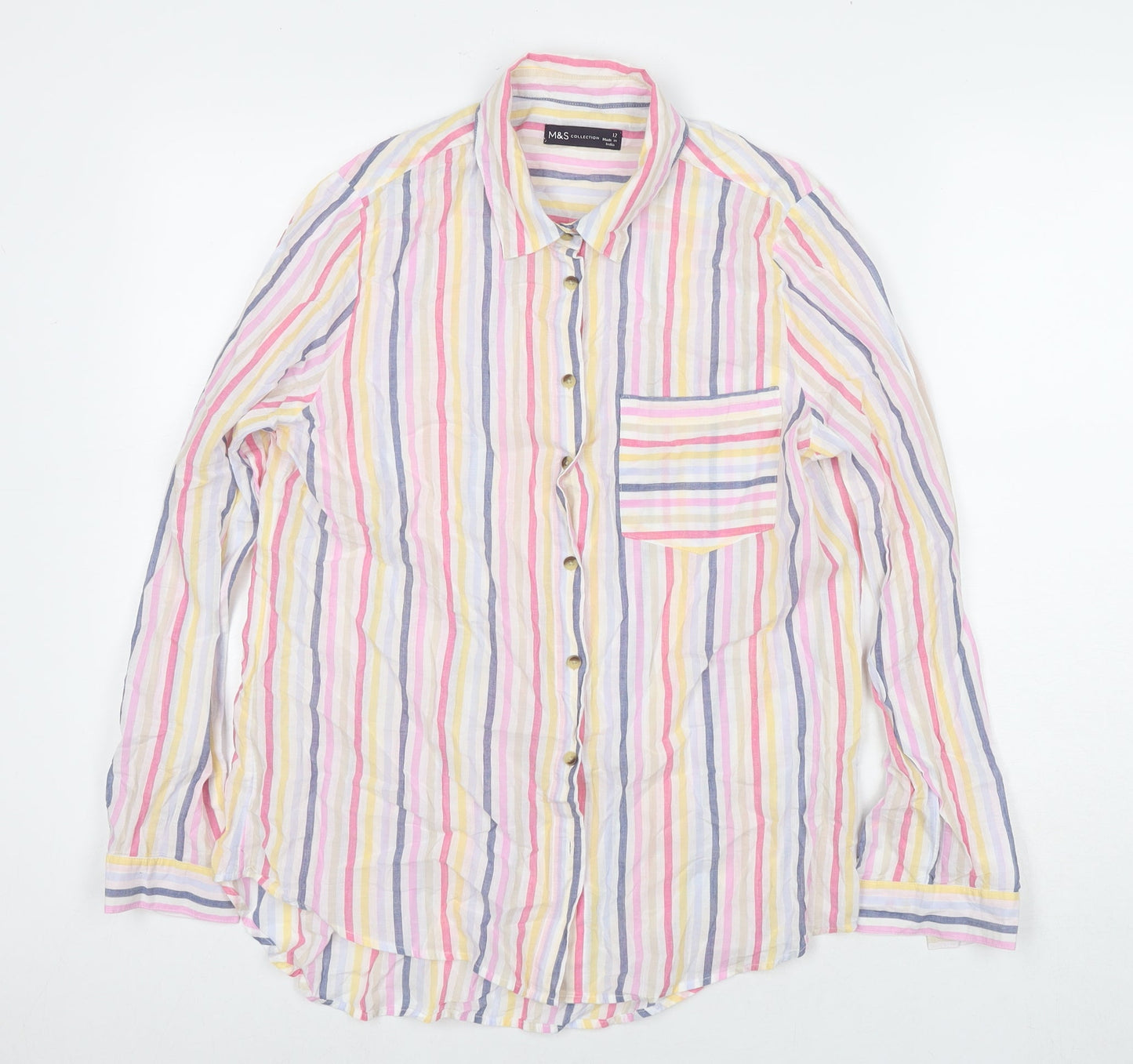 Womens UK Size 12 Marks and Spencer Multicoloured Basic Button-Up
