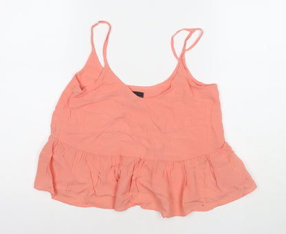 Womens UK Size 4 Topshop Orange Basic Tank