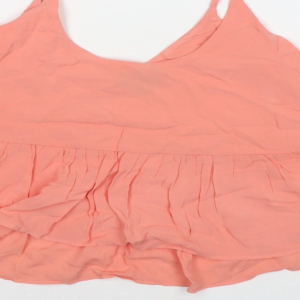 Womens UK Size 4 Topshop Orange Basic Tank