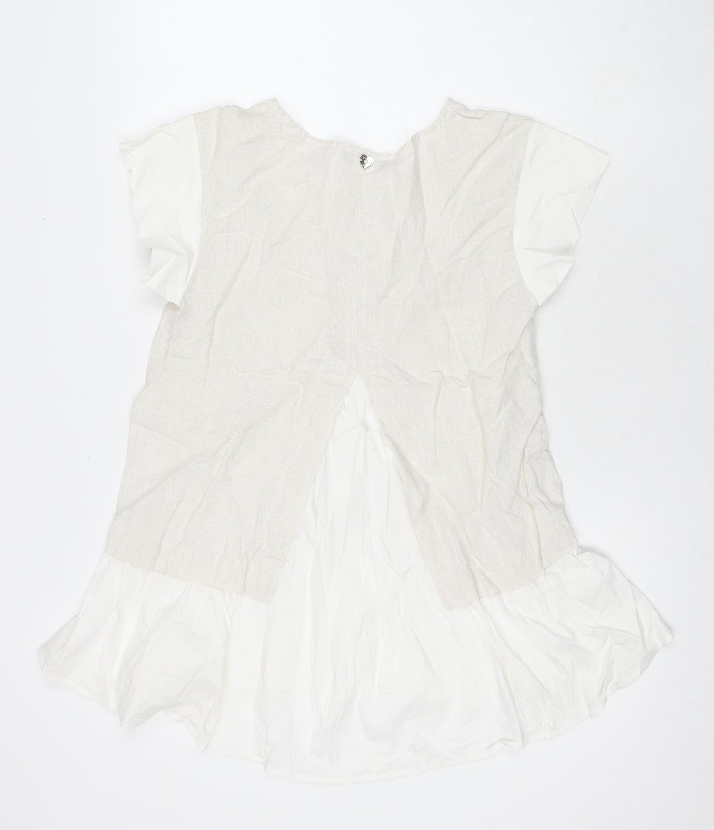 wh Womens White Cotton Basic Blouse Size XS V-Neck