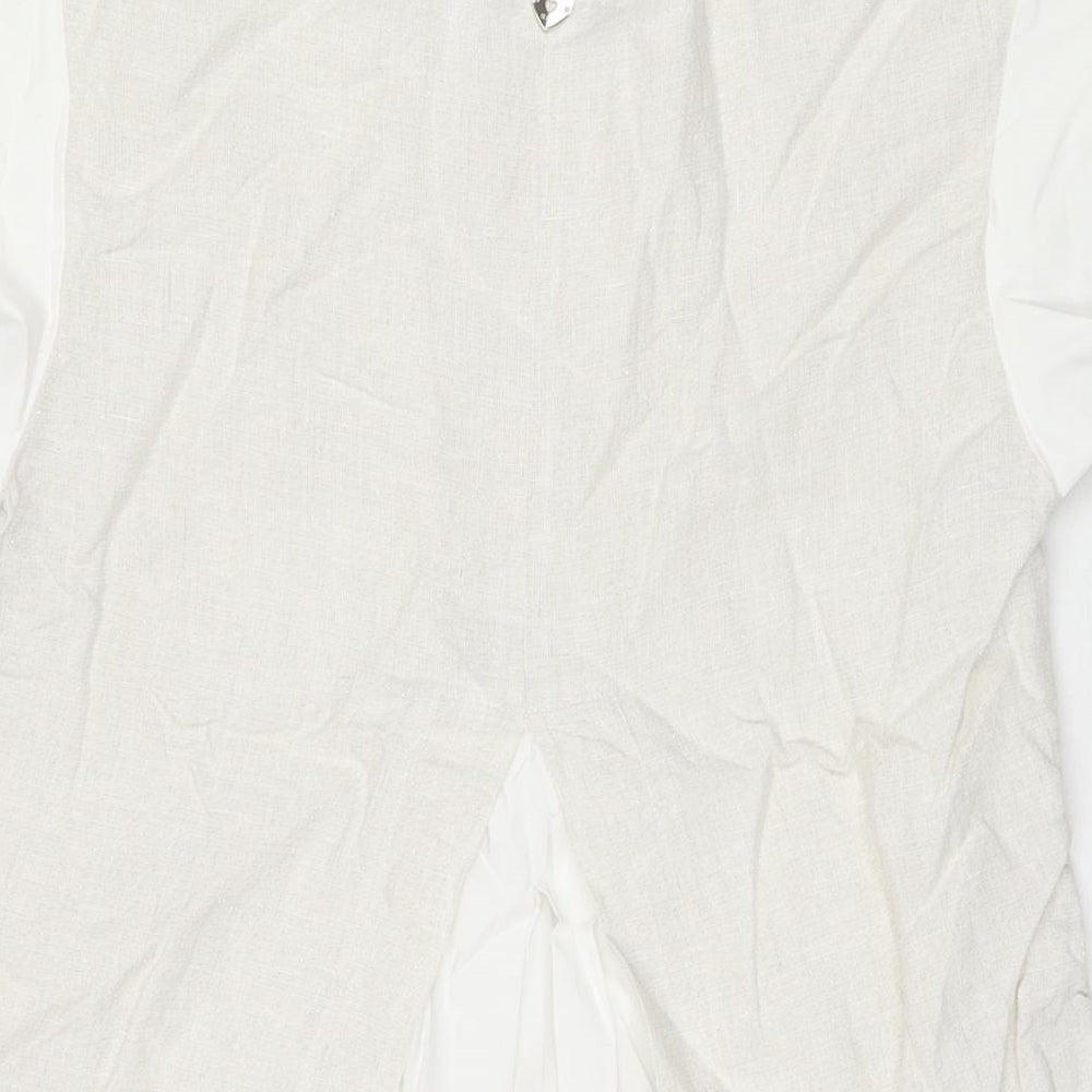 wh Womens White Cotton Basic Blouse Size XS V-Neck