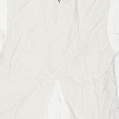 wh Womens White Cotton Basic Blouse Size XS V-Neck