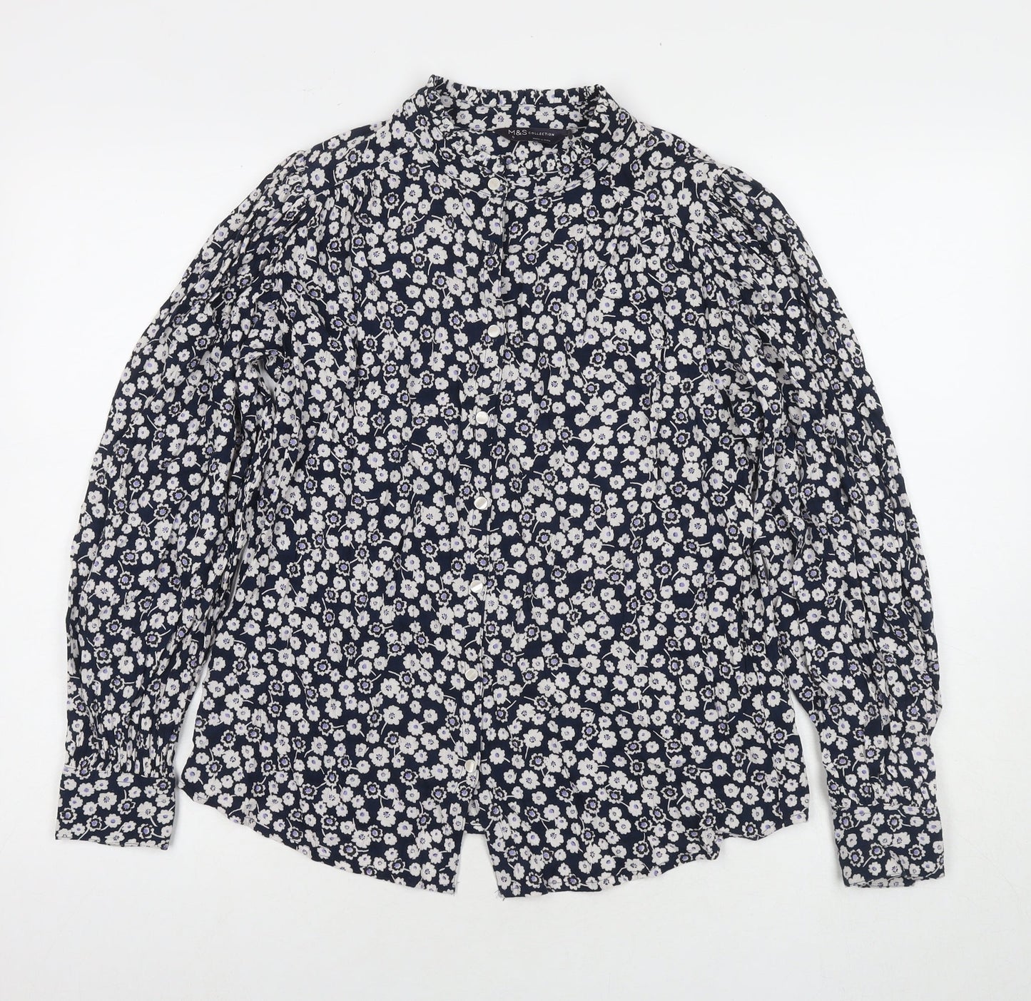 Womens UK Size 8 Marks and Spencer Blue Basic Button-Up