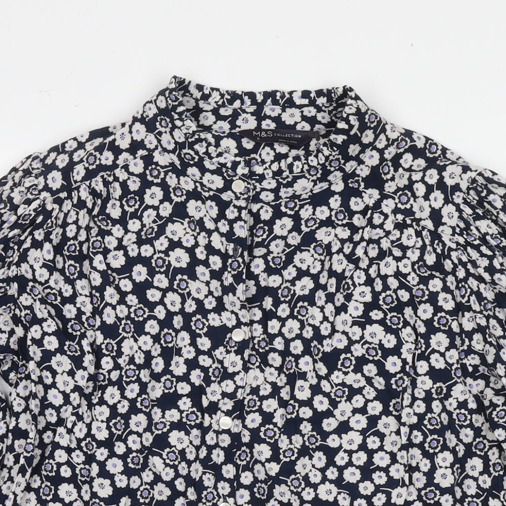 Womens UK Size 8 Marks and Spencer Blue Basic Button-Up