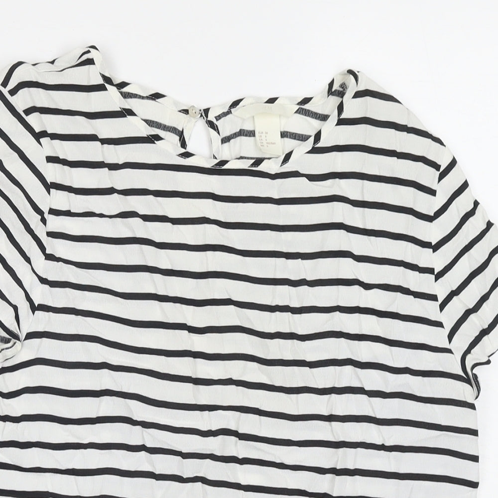 Womens UK Size 8 H&M White Basic T-Shirt
