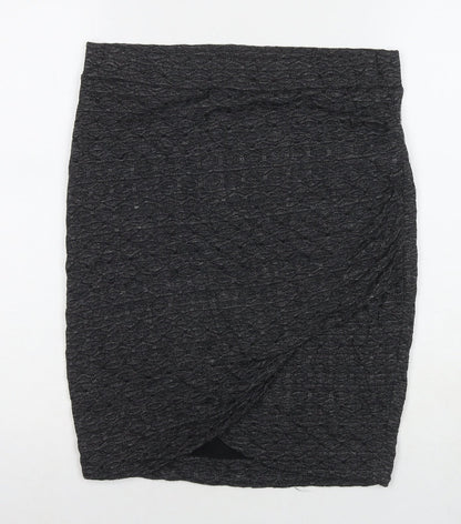 Fransa Womens Grey Viscose A-Line Skirt Size S