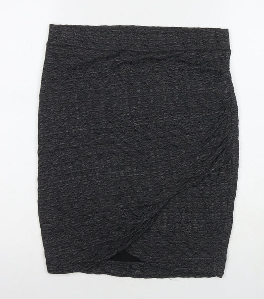 Fransa Womens Grey Viscose A-Line Skirt Size S