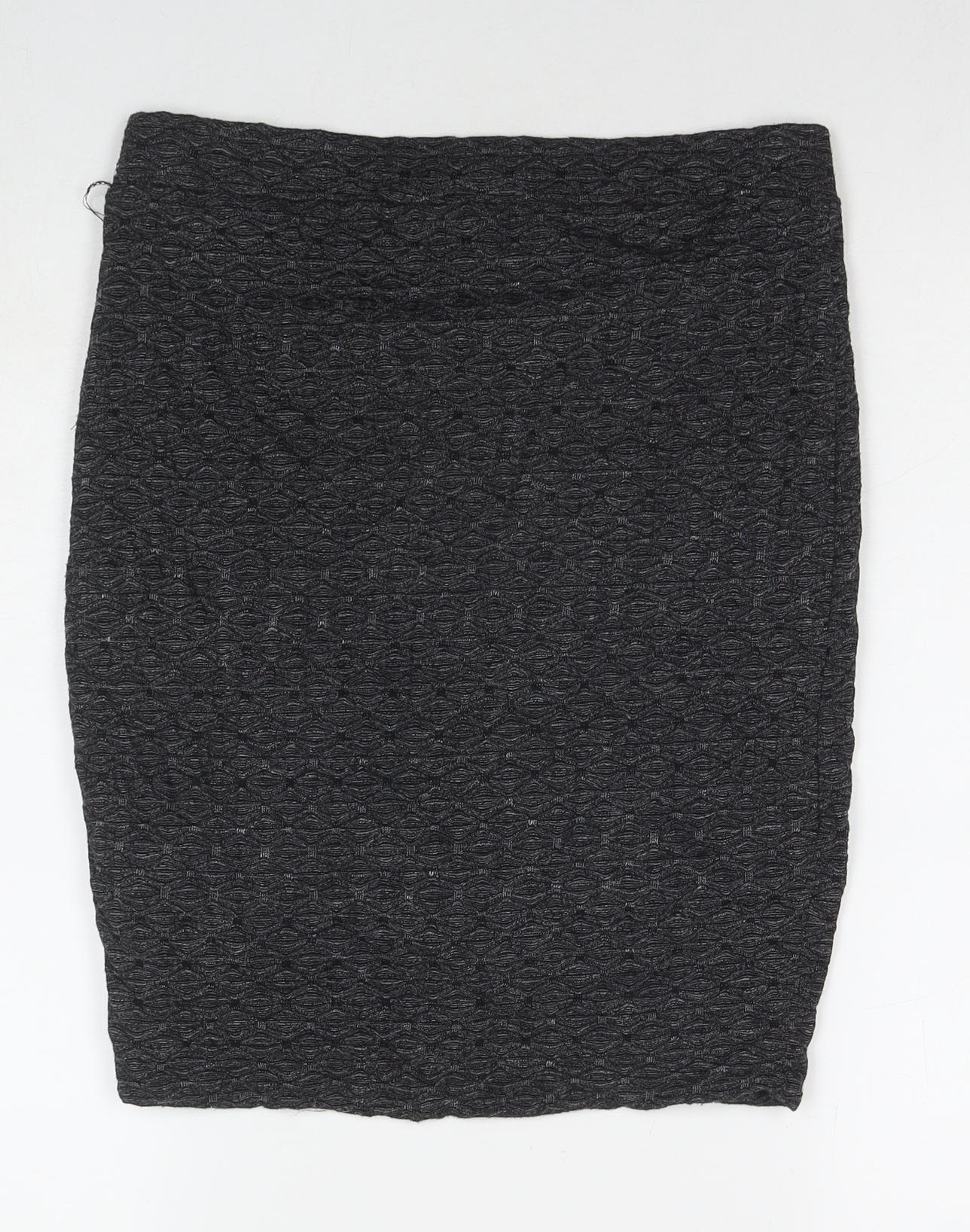 Fransa Womens Grey Viscose A-Line Skirt Size S
