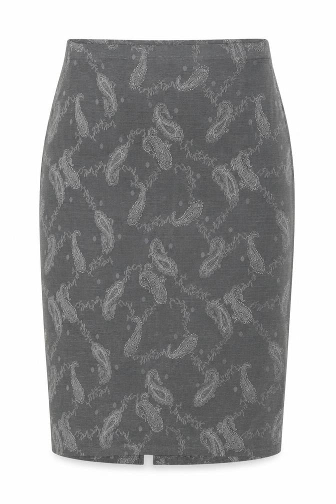 Essence Womens Grey Paisley Polyester A-Line Skirt Size 30