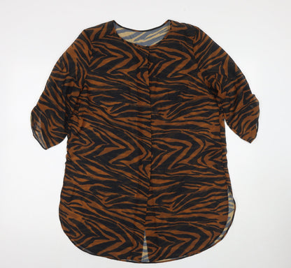 Womens UK Size 12 NEXT Brown Basic Button-Up