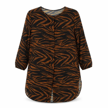 Womens UK Size 12 NEXT Brown Basic Button-Up