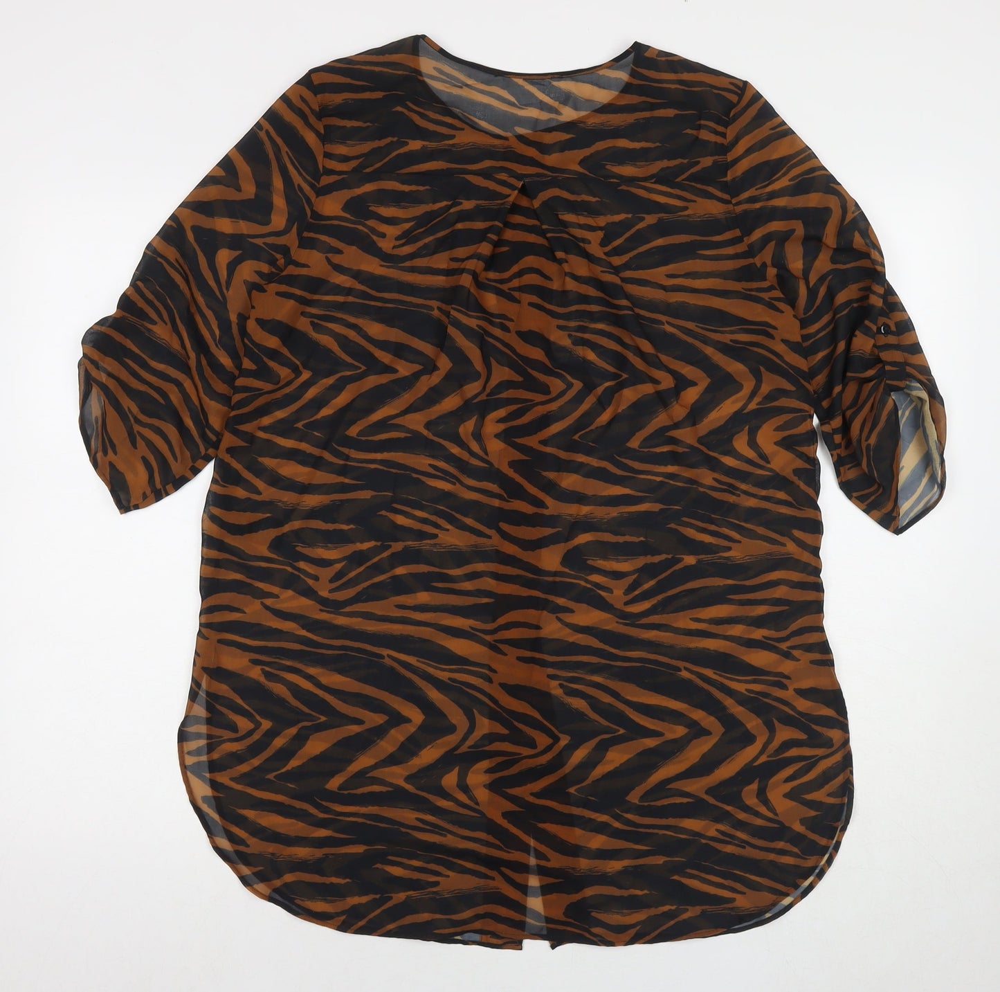 Womens UK Size 12 NEXT Brown Basic Button-Up