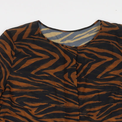 Womens UK Size 12 NEXT Brown Basic Button-Up