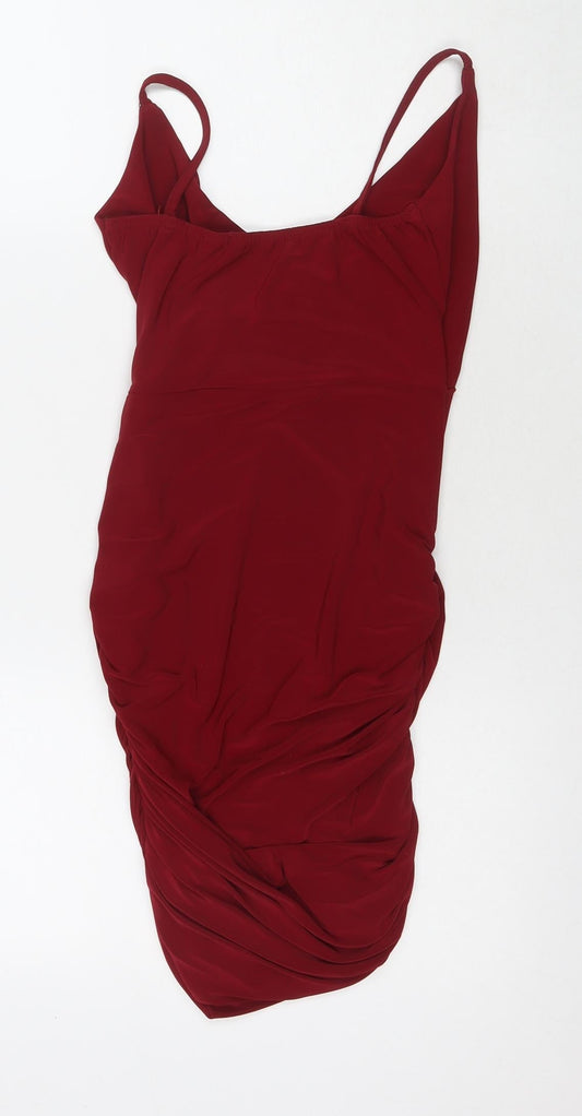 Edge Street Womens Red Polyester Bodycon Size 8 V-Neck Pullover