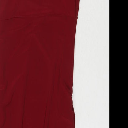 Edge Street Womens Red Polyester Bodycon Size 8 V-Neck Pullover