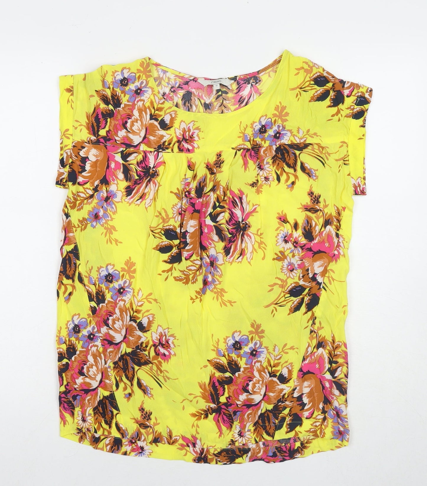 Womens UK Size 10 NEXT Yellow Basic Blouse