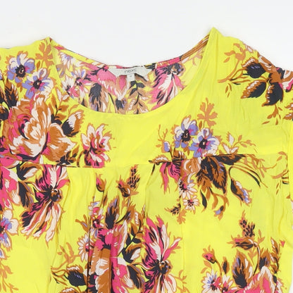 Womens UK Size 10 NEXT Yellow Basic Blouse